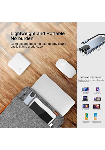 Tr Usb C Hub Çoklu Bağlantı Noktalı Adaptör, 8in1 Arada Usb C Yerleştirme İstasyonu, 4k Hdmı, Rj45 Ethernet, Usb3
