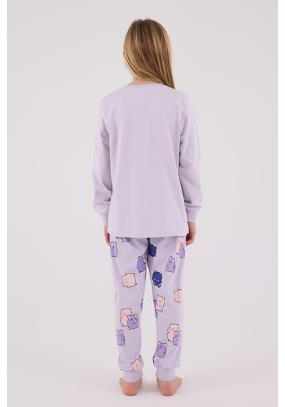 Rolypoly Kız Çocuk Uzun Kol Pijama Takım Lila-1758 Lila