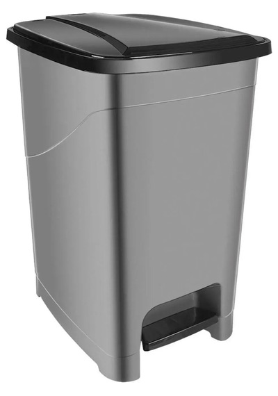 Iç Kovalı Slim Pedallı Banyo Mutfak Çöp Kovası - 40 Litre - Antrasit Antrasit - Gri