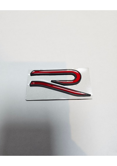 Volkswagen R Yeni Nesil İthal Metal Bagaj Yazısı Siyah Zemin - Kırmızı Yazı Logo Arma Siyah Kırmızı
