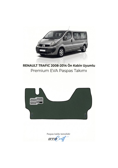 Otocraft Renault Trafic 2008-2014 Uyumlu Haki 3d Havuzlu Eva Ön Kabin Paspası Tek Parça Araca Özel