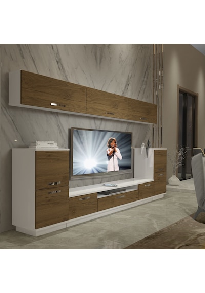 Decoraktiv Trendstyle 9 Mdf Tv Ünitesi Tv Sehpası - Beyaz Pera Beyaz - Meşe