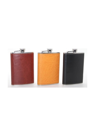 Paslanmaz Çelik Tekli 9 Oz Derili Matara Alk2662 Çok Renkli