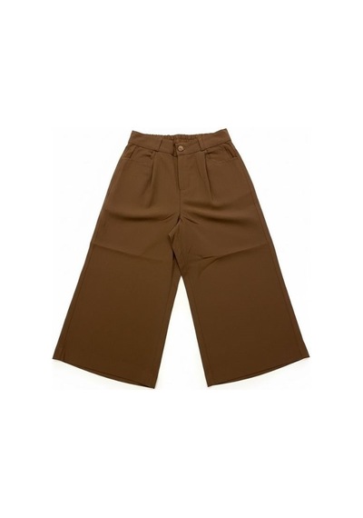 Zekids Kız Çocuk Bol Paça Modal Kumaş Tasarım Pantolon-17149 Kahverengi