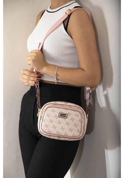 Silver Polo Sp1111 Kadın Çapraz Çanta Monogram Pembe-pudra