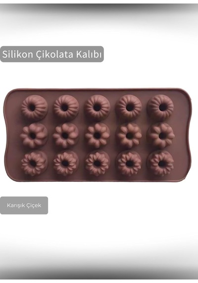 Jet's Home Karışık Çiçek Desen C İkolata Kalıbı Bpa Free Buz Kalıbı Silikon Tatlı Kalıbı Yapıs Maz Kalıp Kahverengi