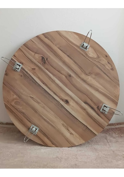 Dzgn Home Katlanabilir Metal Ayaklı Ahşap Yer Sofrası Kahve 90cm