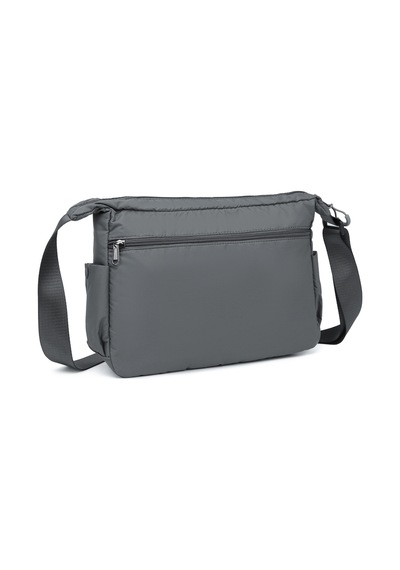 Smart Bags Hafif Kumaş Orta Boy Çok Cepli Kadın Postacı Çapraz Çanta Koyu Gri