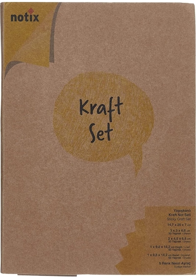 Kraft Parçalı Yapışkanlı Kağıt Post-it Seti Defter Biçiminde 14x20 Cm