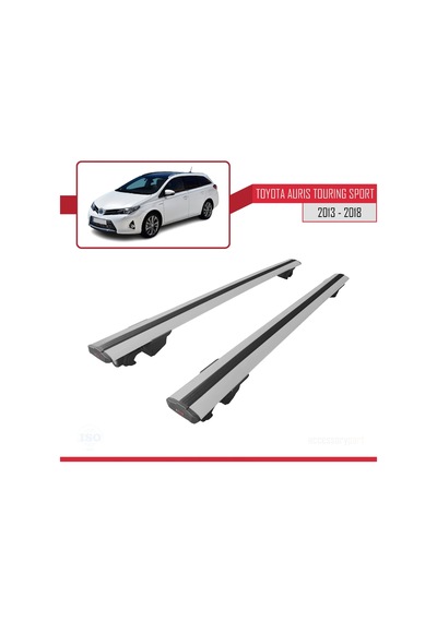 Toyota Auris Touring Sport 2013-2018 Arası İle Uyumlu Hook Model Anahtar Kilitli Ara Atkı Tavan Barı Gri