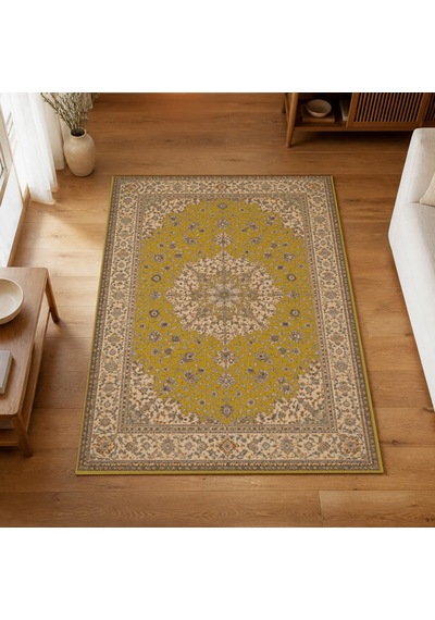 Kartela Halı Aro Halı Jüt Taban Dokuma Halı Hardal Sarısı - 60 X 90 Cm
