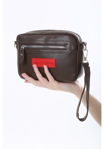 Baghashtag Koyu Kahve Minik Unisex 3 Gözlü Deri Çanta Çok Renkli