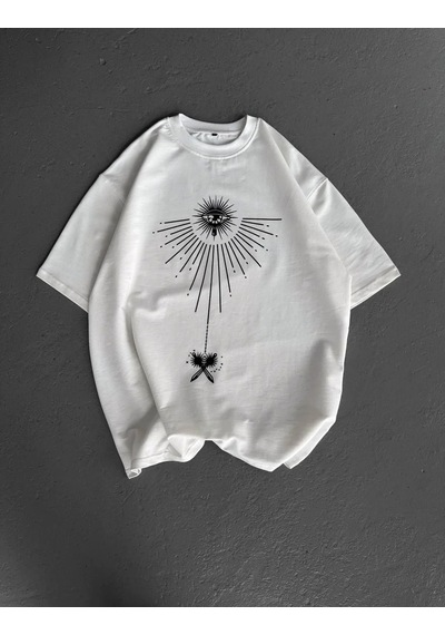 Assema Erkek Bisiklet Yaka Baskılı Kısa Kol T-shirt - Beyaz Çok Renkli