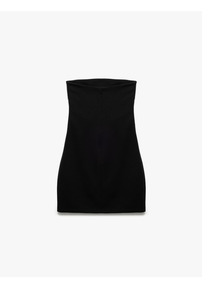 Koton Scuba Krep Kumaş Drape Detaylı Mini Straplez Elbise Siyah 5sak80037ek Siyah