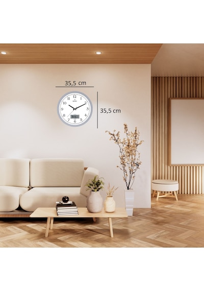 Krom Tarih Ölçer 35,5 Cm Duvar Saati Çok Renkli