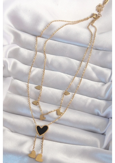 316l Çelik Gold Renk Mineli Çoklu Kalp Kolye Çok Renkli 63337190