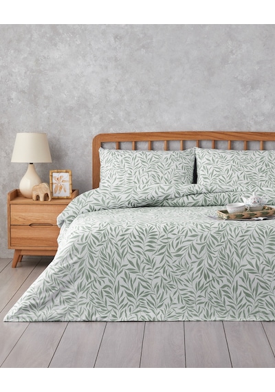 English Home Leaf Dream Kolay Ütülenir Tek Kişilik Çarşaflı Nevresim Takımı 160x220 Cm Yeşil Yeşil
