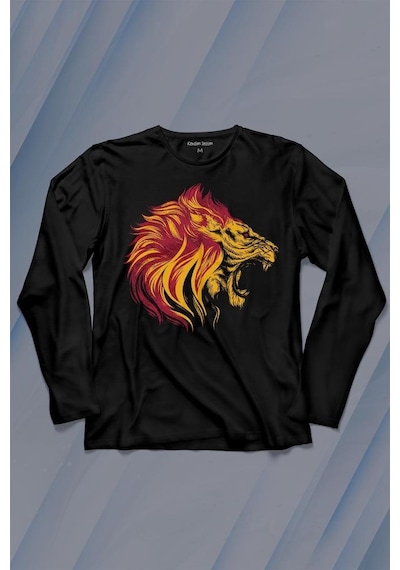 Aslan Lion Head Champion Şampiyon Kral King Galata Uzun Kollu Tişört Baskılı T-shirt 001