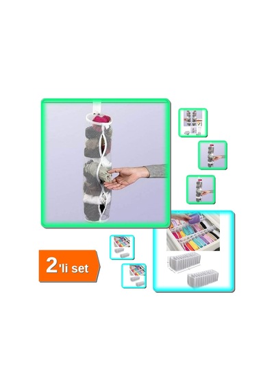5 Adet Asılabilir Temiz Çorap Düzenleyici + 10 Gözlü Çekmece Düzenleyici - 2li Set M7g4ga Belirtilmemiş