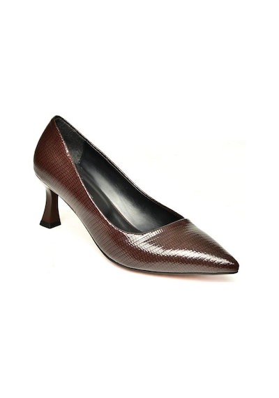 Fox Shoes U676030008 Kahverengi Rugan Alçak Topuklu Kadın Ayakkabı Kahverengi