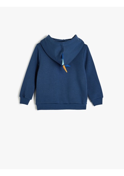 Koton Basic Kapşonlu Sweatshirt Fermuarlı Şardonlu Lacivert 5wmb10008tk Lacivert