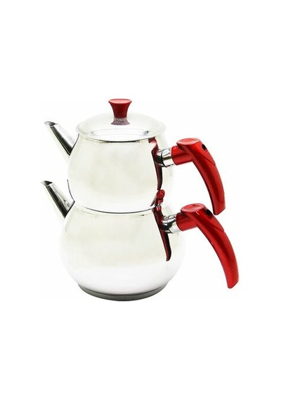 Mini 2lt Küçük Boy Küre Çelik Çaydanlık Seti - Üst: 0.75lt - Alt: 1.4lt 5570 Çok Renkli