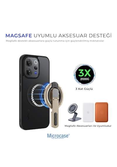 Microcase Vivo V70 5g İle Uyumlu Magsafe Uyumlu Mat Yüzey Kılıf Al4967 Siyah
