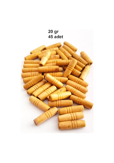 20 Gr 45 Adet Ahşap Boncuk 25 Mm Boy X 10 Mm En Doğal Ahşap Makrome El İşi Çanta