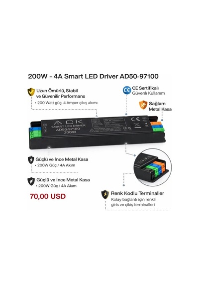 Ack Ad50-97100 Retro Smart Driver 200w Dc48v 178 50 22mm Ac185-260v 24v.6 8a