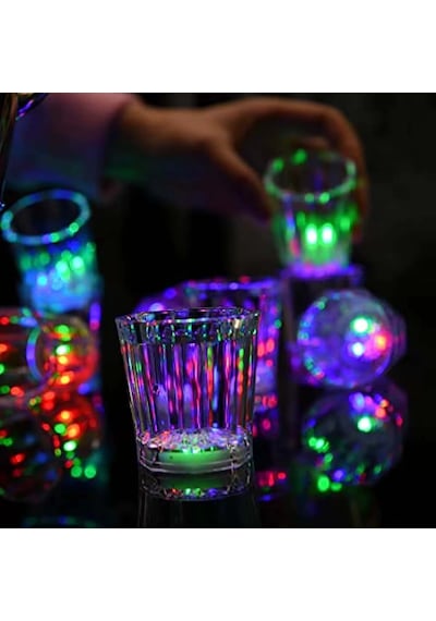 Renkli Led Parlayan Fiber Optik Glow Işıklı Bardak 5,5 X 5,5 Cm 1 Adet