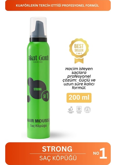 Akat Gardi Saç Köpüğü Strong No:1 Yeşil 200 Ml