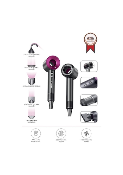 Torima H5 Pembe Güçlü Saç Kurutma Makinesi Saç Şekillendirici