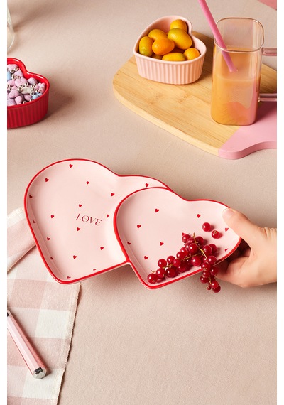 Karaca Heart To Heart Kalp Detaylı Sunumluk 26 Cm Pembe