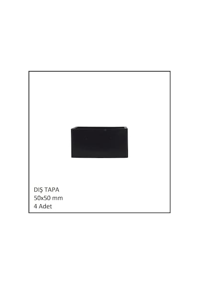 Plastik Dış Tapa, Profil Tapası, Kare, Siyah, 50x50 Mm 4 Adet Siyah