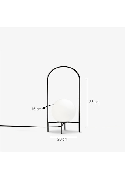 Homing Moon Siyah Metal Camlı Masa Lambası Siyah