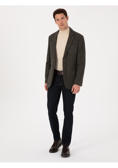Cacharel Haki Slim Fit Yün Karışımlı Spor Ceket Yesıl