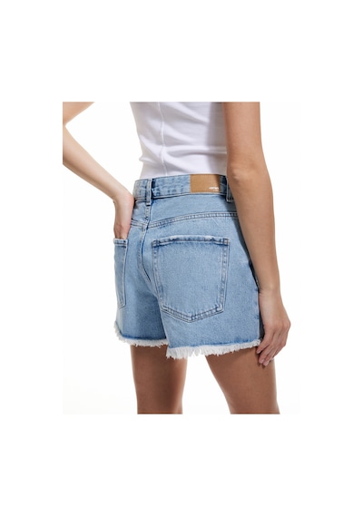 Koton Taşlı Yıpratılmış Düğmeli Cepli Mini Denim Şort Açık İndigo 5sal40071md Açık İndigo