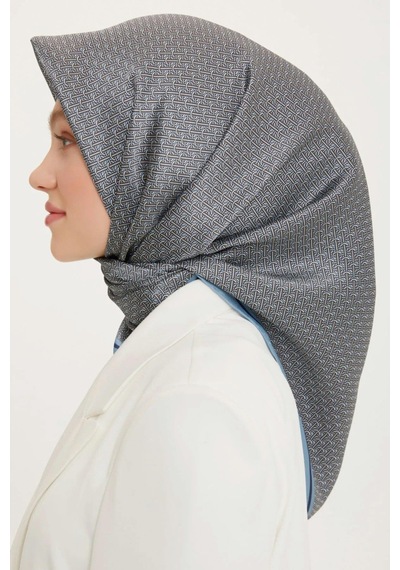 Armine İpek Eşarp Nostalji - 8733-38 Mavi Twill Mavi