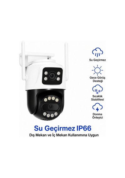 6mp Çift Lens Wifi Ip Güvenlik Kamerası 360 Ptz Hareket Takipli Gece Görüşlü Ip66 Su Geçirmez Sesli Alarm 2 Yönlü Konuşma