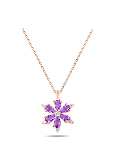 Brezza Lusso Jewelry 925 Ayar Lotus Çiçeği Ametist Taşlı Rose Gold Kadın Gümüş Kolye 40772719 42 CM 42 CM