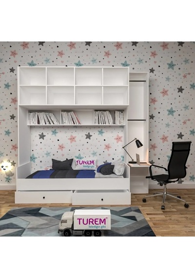 Akbatı Kitaplıklı Çalışma Masalı Karyola Mdf Akbatı Kitaplıklı Çalışma Masalı Karyola Mdf