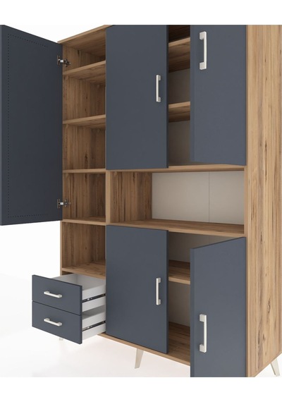 Hyperion Dolap 10 Raflı 2 Çekmeceli 5 Kapaklı 132x44x195 Çam-antrasit/antrasit Antrasıt/antrasıt Hyperion Dolap 10 Raflı 2 Çekmeceli 5 Kapaklı 132x44x195 Çam-antrasit/antrasit Antrasıt/antrasıt