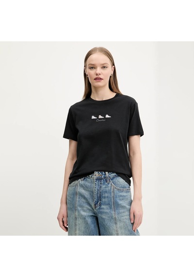 Kadın Nakışlı T-shirt Siyah-6408 SIYAH