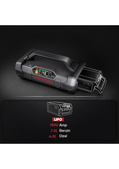 Lokithor Apartx1500 12v 1500amp Li-polimer Akıllı Akü Takviye + Pompa + Powerbank + Led Lamba Fr Apartx1500