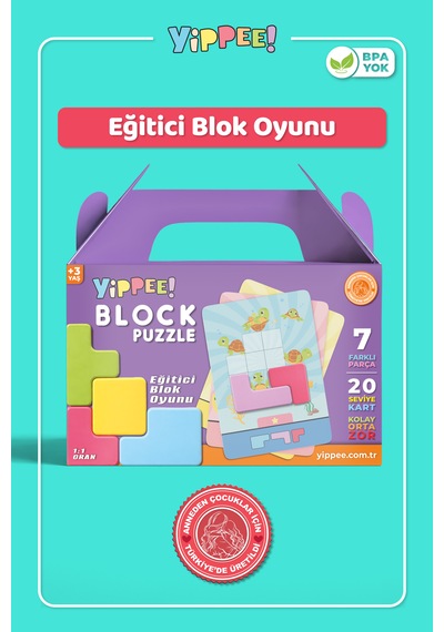 Block Puzzle - Eğitici Zeka Oyunu 7 Blok 20 Seviye Kart 3 Zorluk Akıl Ve Mantık Oyunu