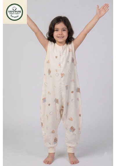 Cantoy Müslin Geniş Askılı Bebek Çocuk Uyku Tulumu 0.5 Tog %100 Pamuk Natural Açık Sarı Cantoy Müslin Geniş Askılı Bebek Çocuk Uyku Tulumu 0.5 Tog %100 Pamuk Natural Açık Sarı