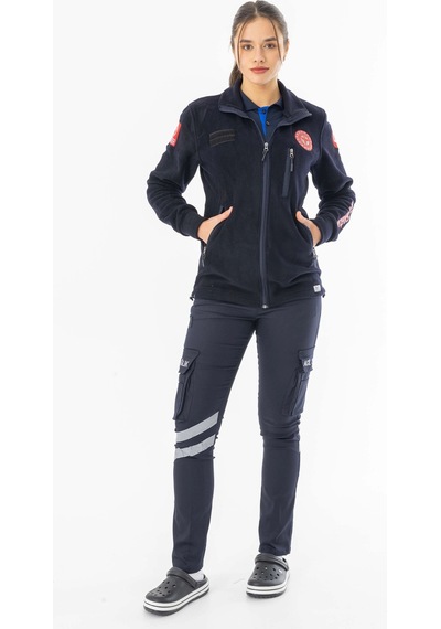 112 Acil Tıp Teknisyeni Fermuarlı Polar Ceket Unisex Att006 Lacivert