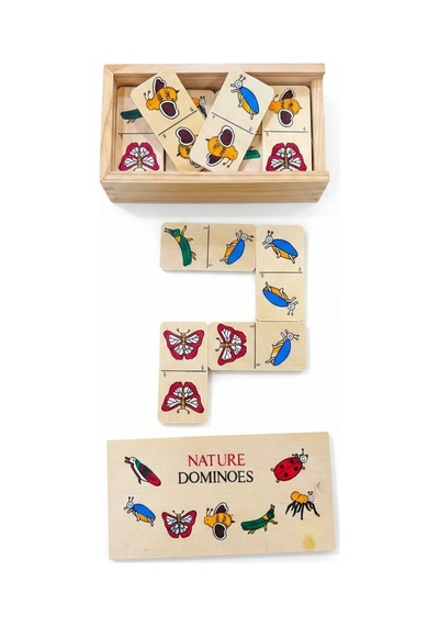 Ahşap Nature Domino Oyun Seti- 28 Parça Eğitici Ahşap Domino Oyunu