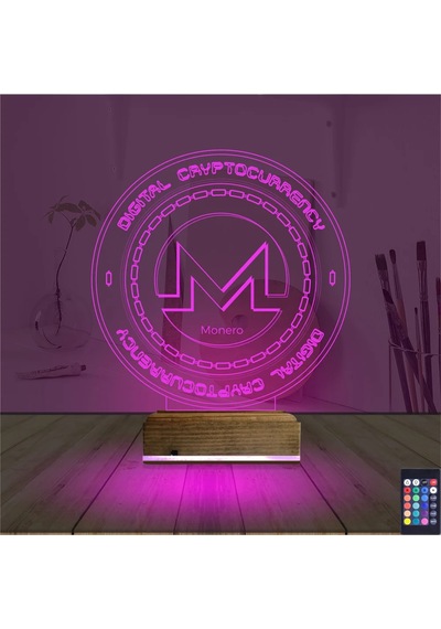 Luvivia Crypto Monero Coin 3d Lamba - Masa Gece Lambası Şeffaf