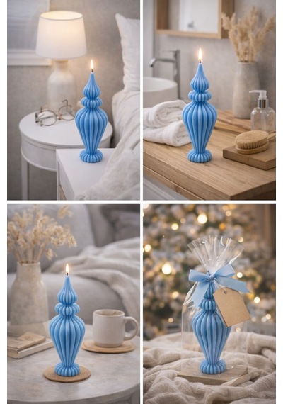 Dekoratif Lüks Soya Mum,el Yapımı Doğal Mum,uzun Yanma Süreli Modern Ev Hediyesi,ev Süsü Mavi 210 G Mavi